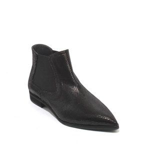 ITALIAN Black Suede Elastic Pointed Toe Ankle Boot
